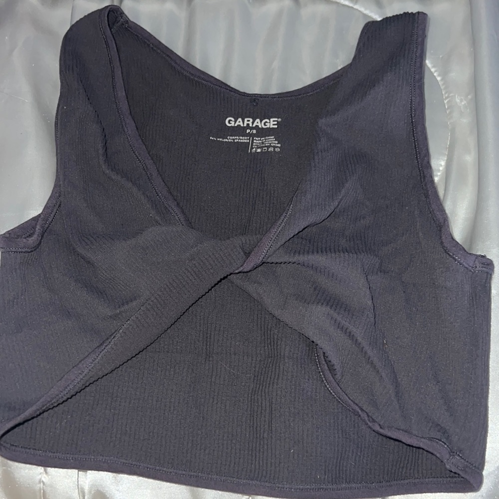 V-neck, grey, front criss-cross, tank top, crop top
